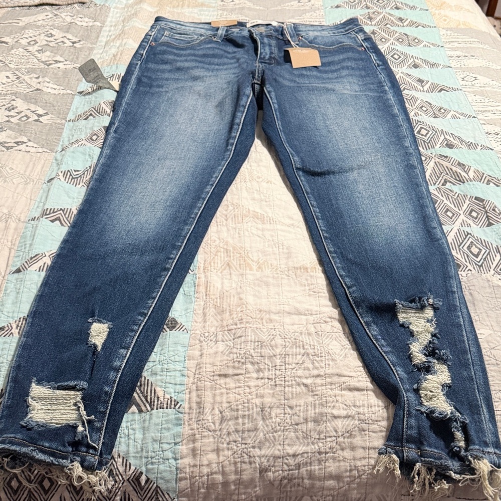 BKE Women's Distressed Denim Skinny Jeans